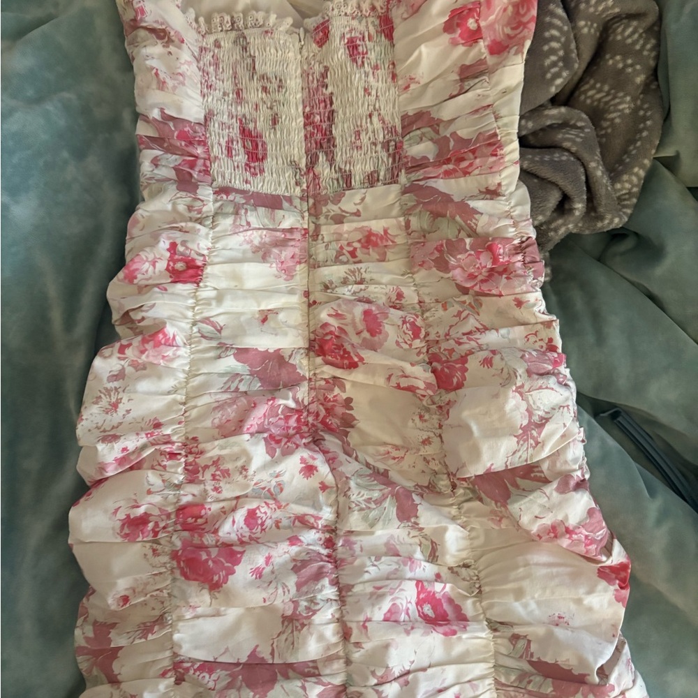 For Love And Lemons Pink and White Floral Mini Dress - Picture 3 of 4